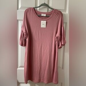 Emelia Pink Puff Sleeve Dress NWT
